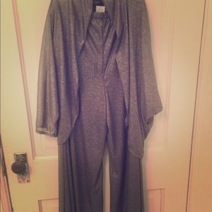 Sparkly cape coat and bolero wide leg pants suit